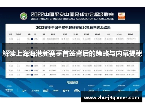 解读上海海港新赛季首签背后的策略与内幕揭秘
