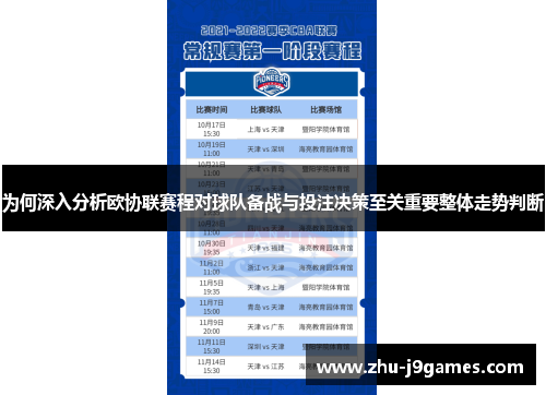 为何深入分析欧协联赛程对球队备战与投注决策至关重要整体走势判断